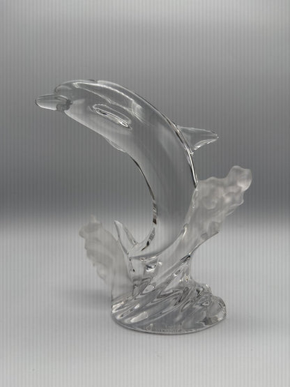 VTG Lenox 1994 Fine Crystal Majestic Dolphin Frosted Wave Figurine /rw