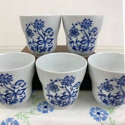 Blue Onion by Kahla Handleless Teacups Set/5, Classic Blue Onion Pattern, Crafted in Germany /cb