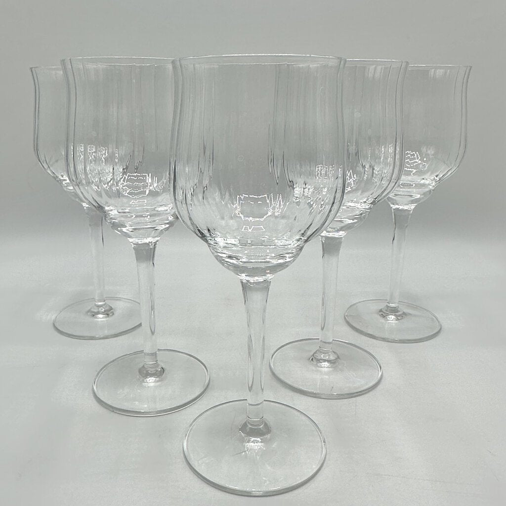 Set Of 5 Luigi Bormioli Canaletto Straight Optic 7 1/8” Wine Glasses /cb