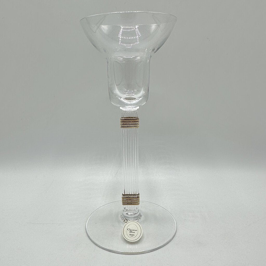 Christian Dior Crystal Gaudron Gold 7 Inch Taper Candle Holder /cb