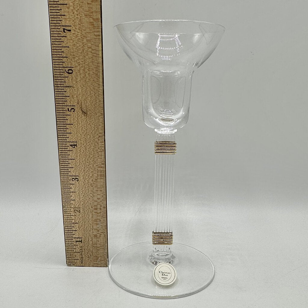 Christian Dior Crystal Gaudron Gold 7 Inch Taper Candle Holder /cb