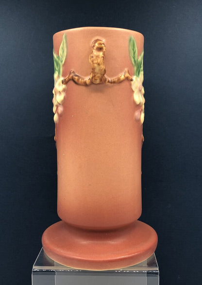 Vintage Roseville Pottery 9” Apple Blossom Vase #387 /b