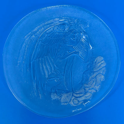 Vintage Verde Pinho Crystal “Angel With Harp” Limited Edition Textured Crystal Plate Signed & Numbered Made in Portugal /cb