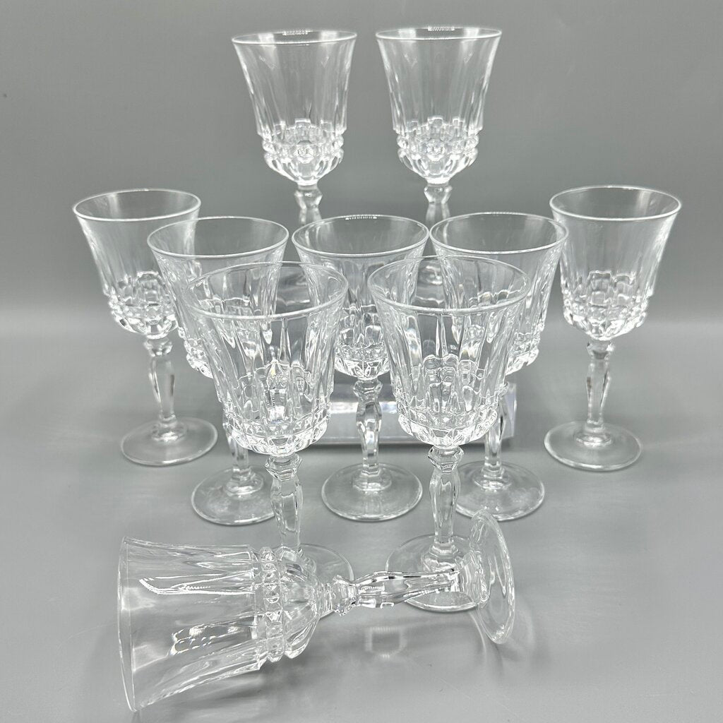 Set Of 10 Vintage Cristal D’Arques Villeneuve Lead Crystal Cordial Glasses France /cb