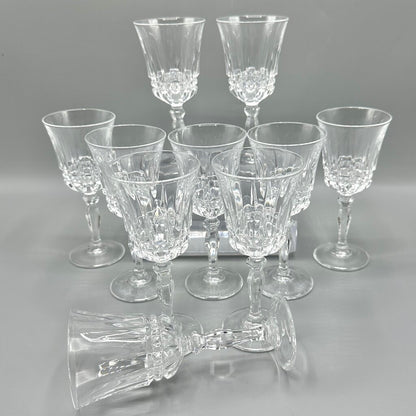 Set Of 10 Vintage Cristal D’Arques Villeneuve Lead Crystal Cordial Glasses France /cb