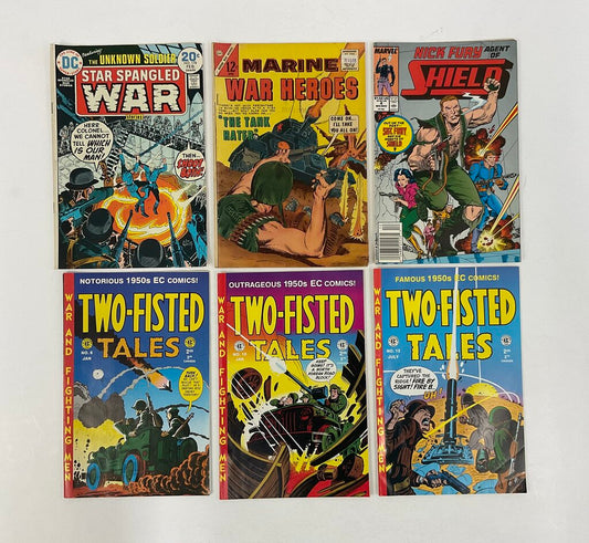 Vintage Bundle of 6 War Themed Comic Books - 1960s-1990s /so