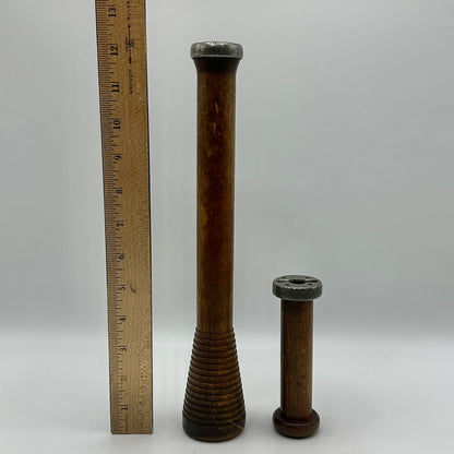 Lot of 11 Vintage Wood & Cardboard Textile Spools, Spindles and Cones w/Colorful Yarn /cb