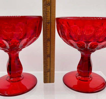 Set of 4 Fenton Thumbprint Ruby Red Champagne/ Sherbet Glasses /b