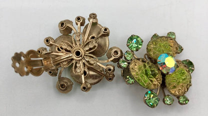 1960s Judy Lee LAva Glass & Rhinestone Clip Earrings /b