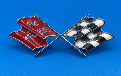 Original 1968 - 1972 Corvette Front Nose X Flag Emblem Detroit Made /b