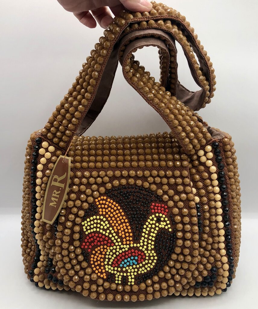 Vintage Roger Van S Beaded Handbag w/ Rooster /b