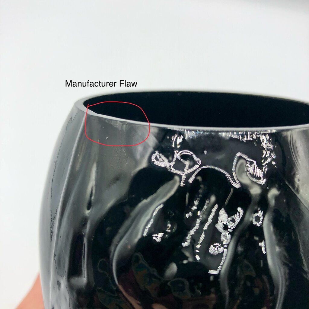 Vintage Tiffin Black Glass Iris Vase /b