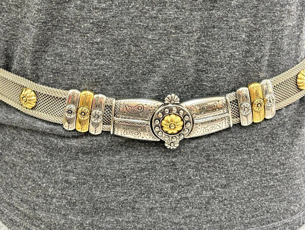 Vtg. Chain Metal Belt with Gold Accents Sz. M /j