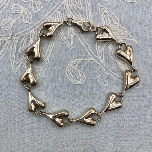 Robert Lee Morris 925 Sterling Silver Heart Link Bracelet /b