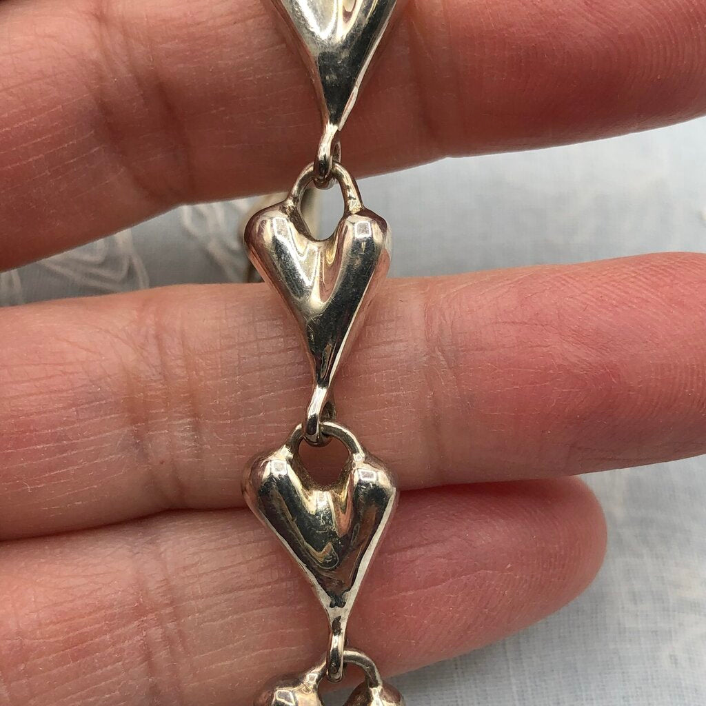 Robert Lee Morris 925 Sterling Silver Heart Link Bracelet /b