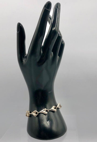 Robert Lee Morris 925 Sterling Silver Heart Link Bracelet /b