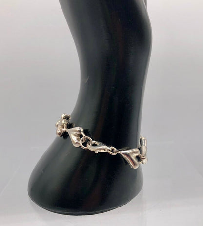 Robert Lee Morris 925 Sterling Silver Heart Link Bracelet /b