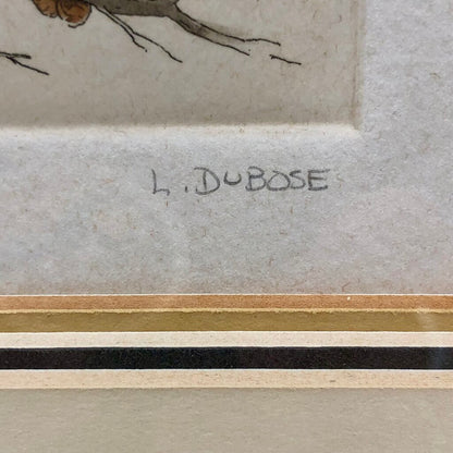 Lucius DuBose Colored Goldfinch Block Etching Framed /b