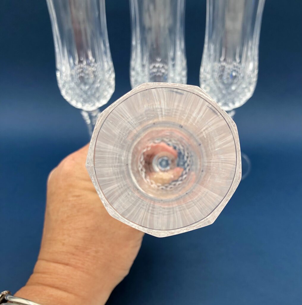 Set of 4 Cristal D’Arques Durand Longchamp Champagne Flutes /b