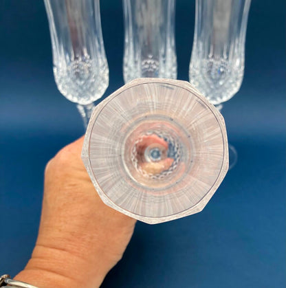 Set of 4 Cristal D’Arques Durand Longchamp Champagne Flutes /b