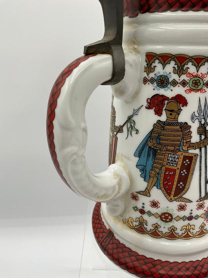 Vintage Ceramic Beer Stein “Stuttgart” Coat of Arms with Pewter Lid Made in Western Germany /s