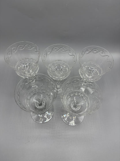 VTG 5 Libbey Rock Sharpe Crystal Water/Wine Goblets /rw