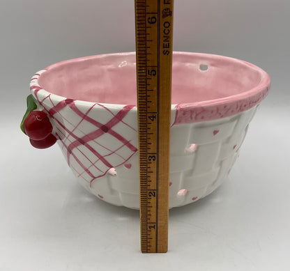 Vintage Bella Casa by Ganz Ceramic Cherry & Hearts Basket Strainer