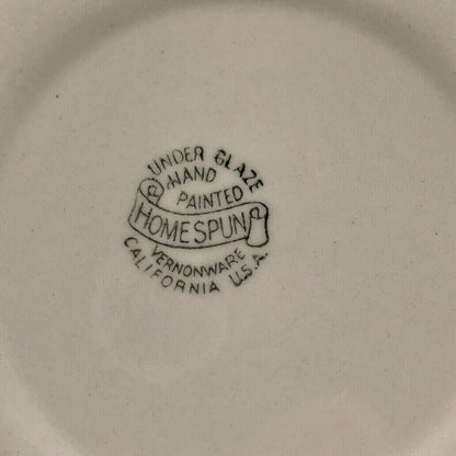 6 Vtg Vernonware Homespun 6” Bread Plates /b