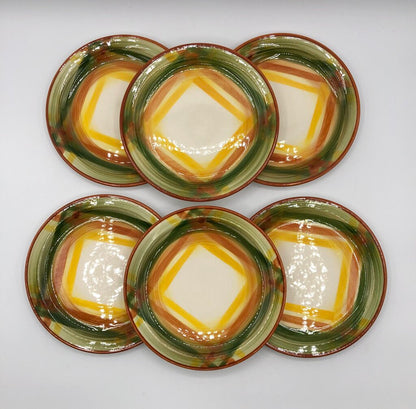 6 Vtg Vernonware Homespun 6” Bread Plates /b