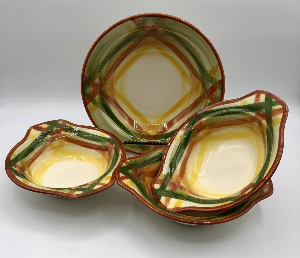 Vernon Kilns Vernonware 4pc Homespun Bowl Set /b