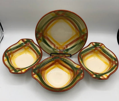 Vernon Kilns Vernonware 4pc Homespun Bowl Set /b