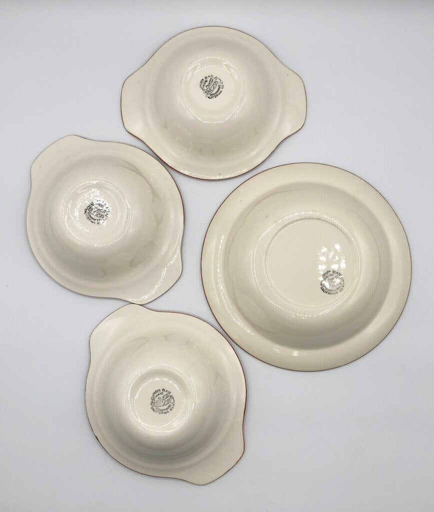 Vernon Kilns Vernonware 4pc Homespun Bowl Set /b