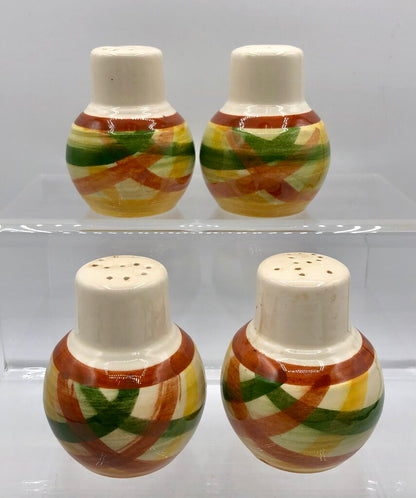 2 Sets Vernon Kilns Vernonware Homespun Salt & Pepper Shakers /b