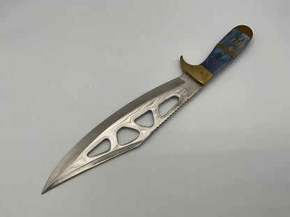 Frost Cutlery Trail Blazer Bowie Knife 15” Overall Length 10” Blade w/ Leather Sheath & Box 14-185BLWG /s