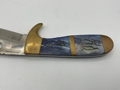Frost Cutlery Trail Blazer Bowie Knife 15” Overall Length 10” Blade w/ Leather Sheath & Box 14-185BLWG /s