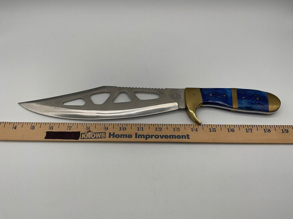 Frost Cutlery Trail Blazer Bowie Knife 15” Overall Length 10” Blade w/ Leather Sheath & Box 14-185BLWG /s
