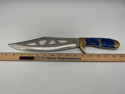 Frost Cutlery Trail Blazer Bowie Knife 15” Overall Length 10” Blade w/ Leather Sheath & Box 14-185BLWG /s