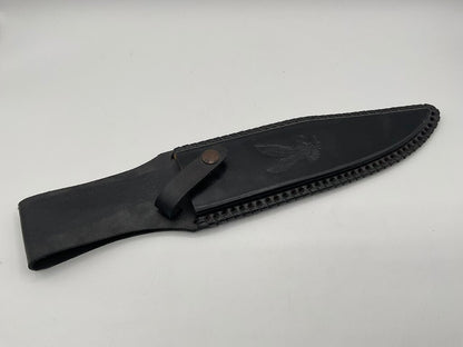 Frost Cutlery Trail Blazer Bowie Knife 15” Overall Length 10” Blade w/ Leather Sheath & Box 14-185BLWG /s
