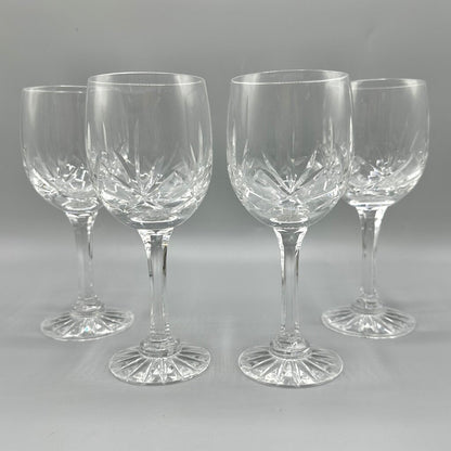 Set of 4 Vintage Bohemia Crystal Crystalex 6 3/4” Fan Cut Crystal Wine Glasses BOC58 /cb