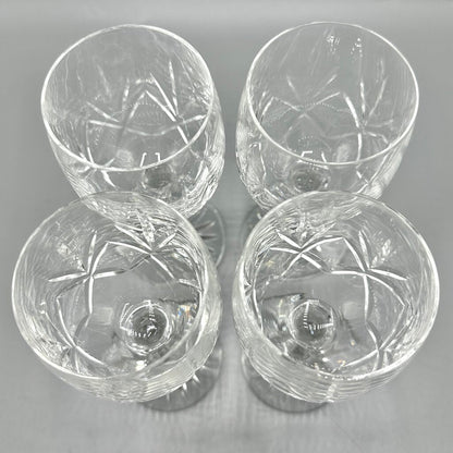 Set of 4 Vintage Bohemia Crystal Crystalex 6 3/4” Fan Cut Crystal Wine Glasses BOC58 /cb