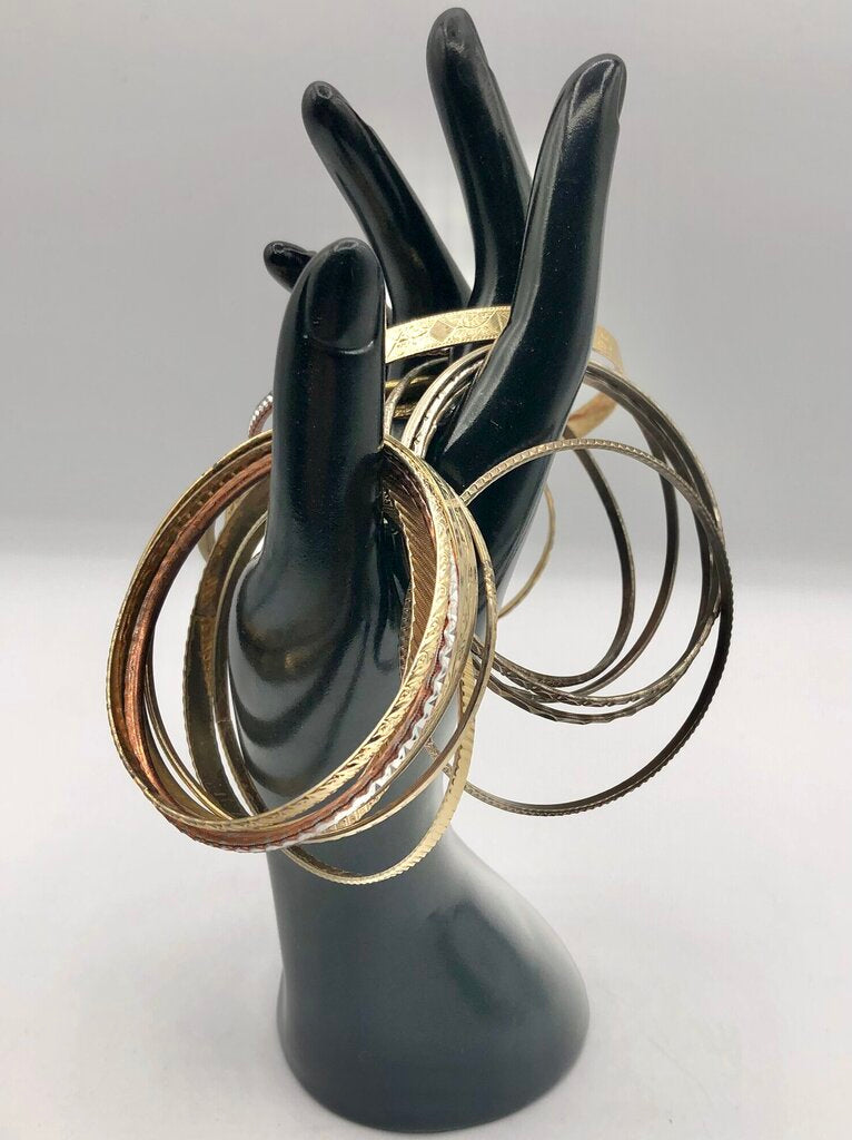 Vintage Bundle of 12 Bohemian Bangle Bracelets Gold Tone /b