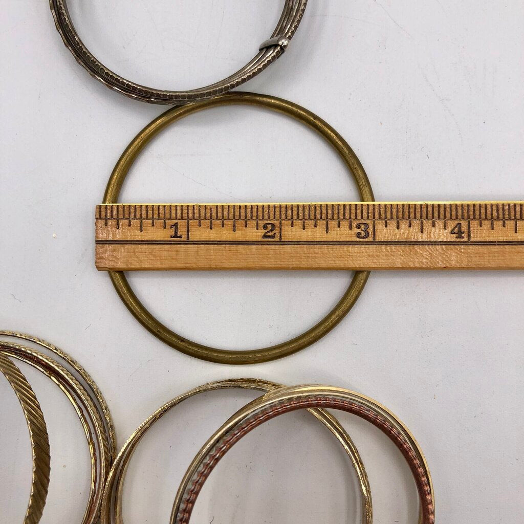 Vintage Bundle of 12 Bohemian Bangle Bracelets Gold Tone /b
