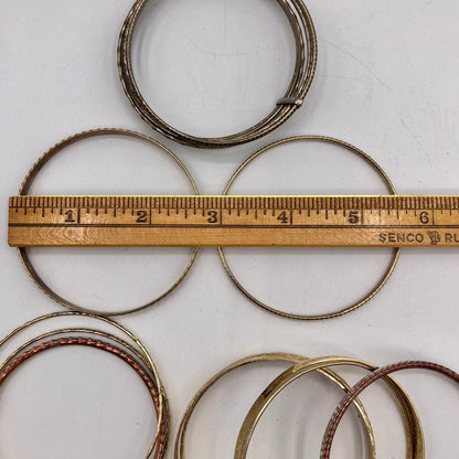 Vintage Bundle of 12 Bohemian Bangle Bracelets Gold Tone /b