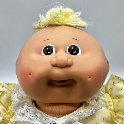 1985 Cabbage Patch Preemie Baby Doll 14” Blond Hair Brown Eyes Original Outfit /cb