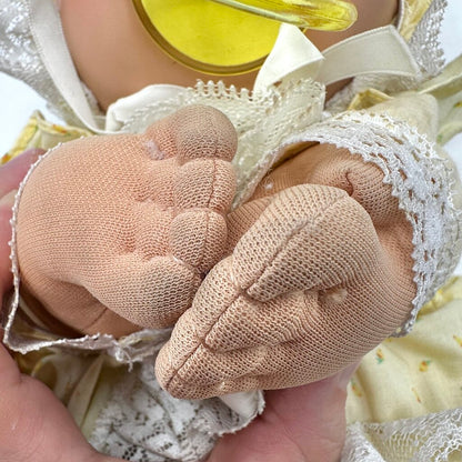 1985 Cabbage Patch Preemie Baby Doll 14” Blond Hair Brown Eyes Original Outfit /cb