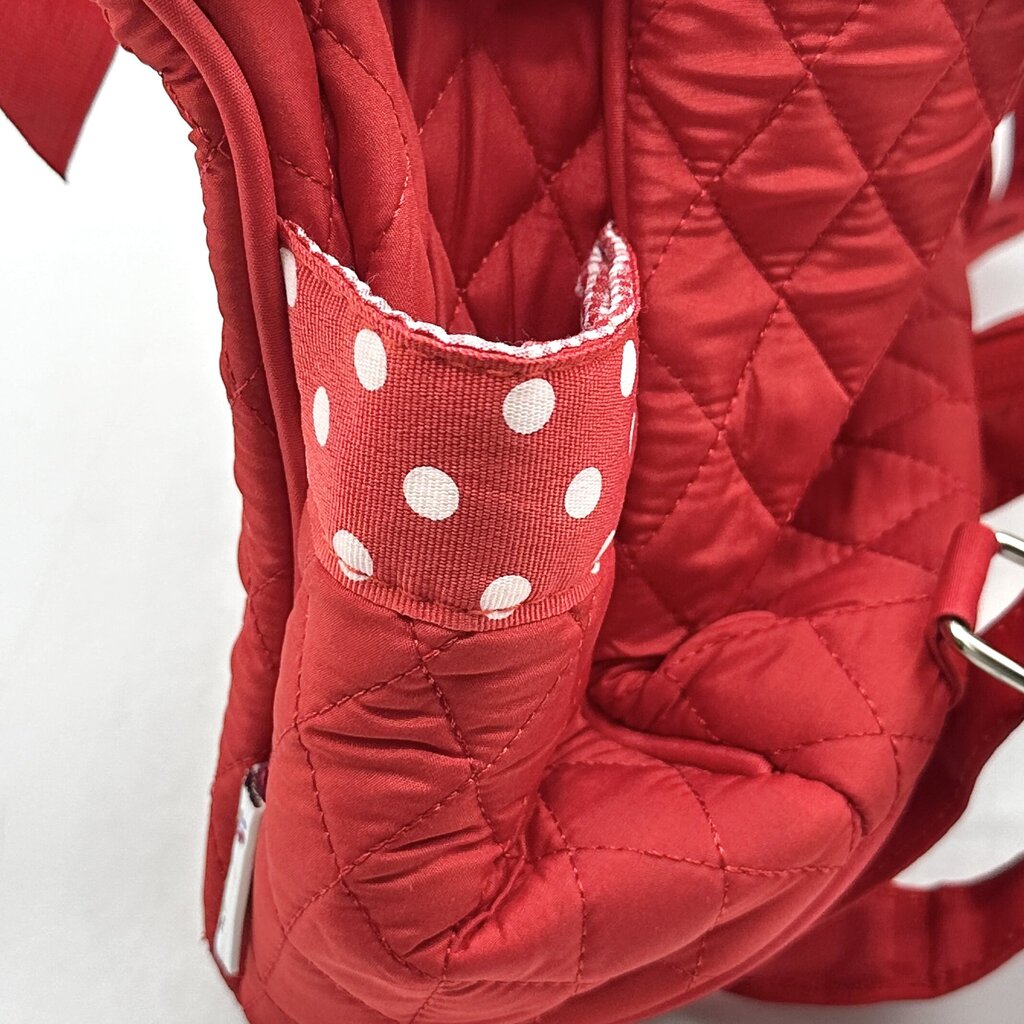 Belvah Quilted Red & White Backpack w/Bow EUC /cb