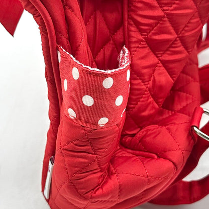 Belvah Quilted Red & White Backpack w/Bow EUC /cb