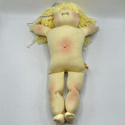 Vintage 1990 Cabbage Patch Soft Sculpture Doll Blue Eyes Blonde Hair No Papers/Clothes /cb