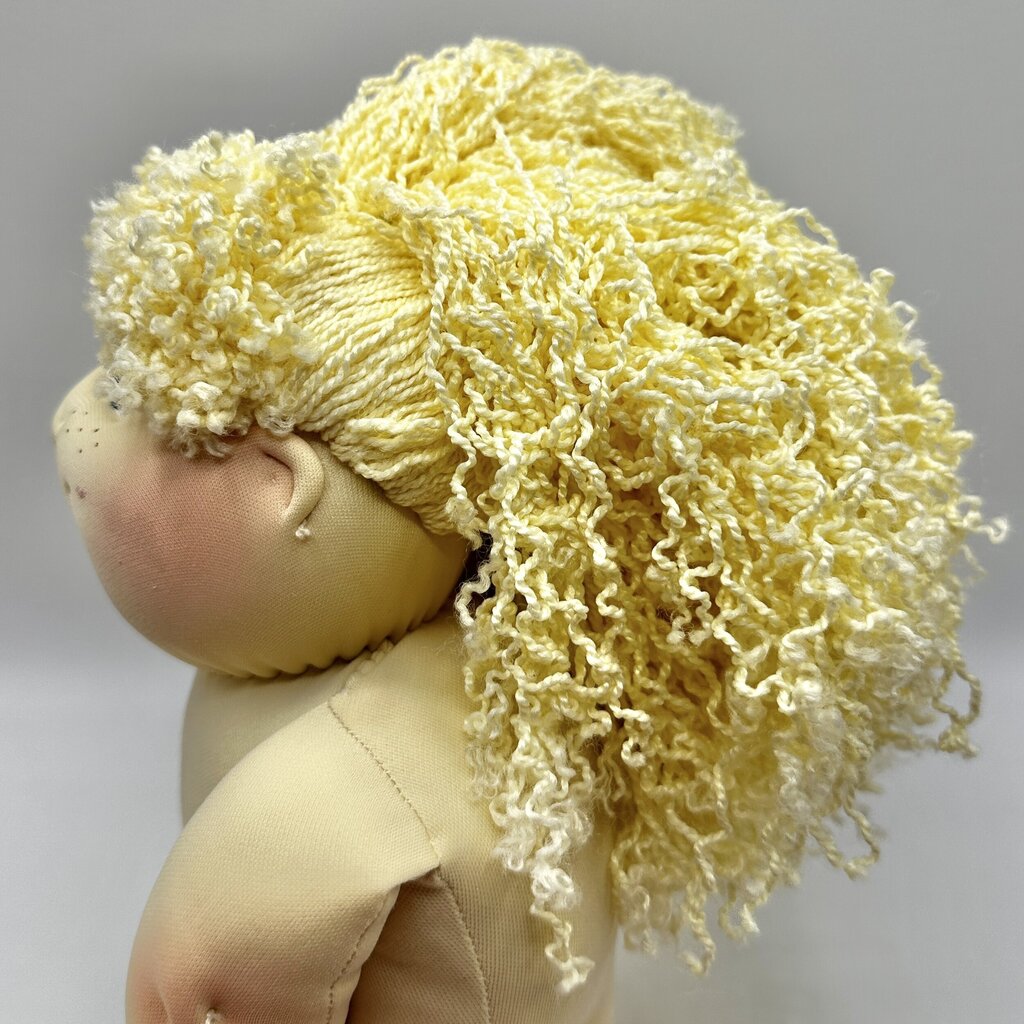 Vintage 1990 Cabbage Patch Soft Sculpture Doll Blue Eyes Blonde Hair No Papers/Clothes /cb