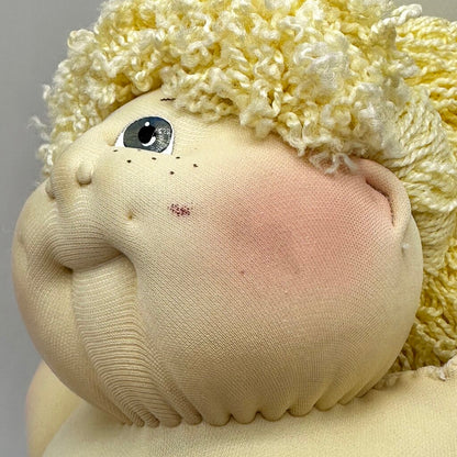 Vintage 1990 Cabbage Patch Soft Sculpture Doll Blue Eyes Blonde Hair No Papers/Clothes /cb